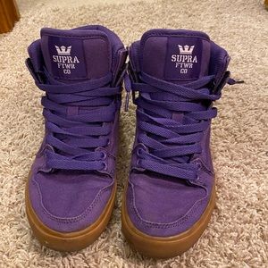 Purple Supra high top shoes sneakers